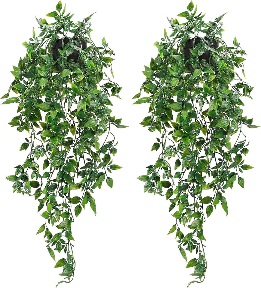 Whonline Fake Hanging Plants, Artificial Small Potted Plants for Indoor Outdoor Aesthetic Office Living Room Shelf Decor (1 Pack)