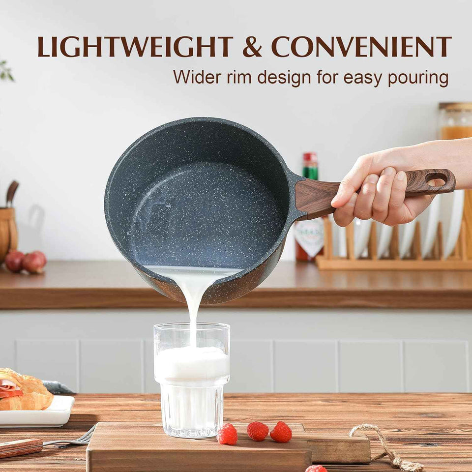 Sensarte 1.5 Qt Nonstick Saucepan with Lid, Swiss Granite Coating, Stay-cool Handle, PFOA Free