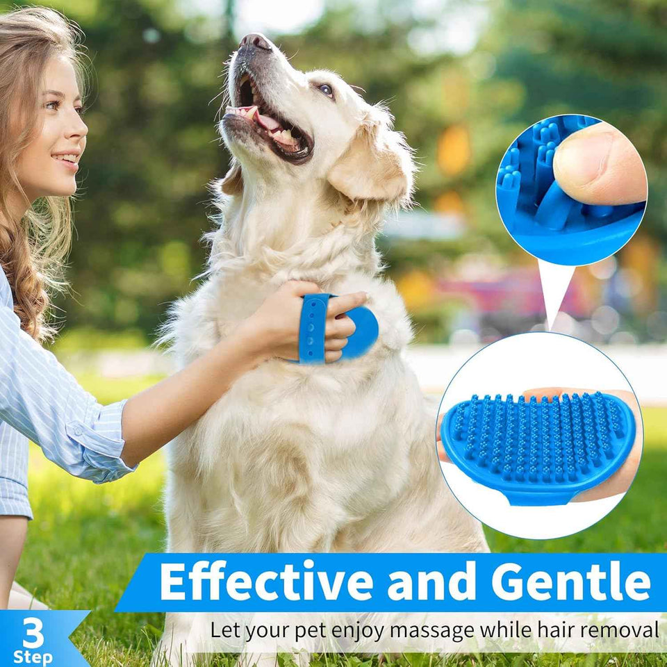comotech 6pcs dog bath brush & toothbrush adjustable handle shampoo for short & long haired dogs & cats pet supplies blue