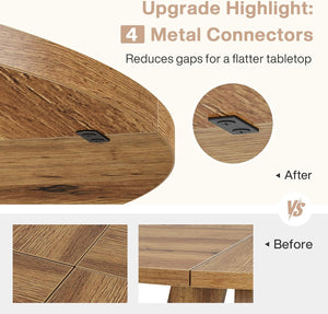 Tribesigns Farmhouse Dining Table, 47 Inch Round Dinner Table for 4, Rustic Round Dining Room Table for Home Dining Room Living Room (Wood)