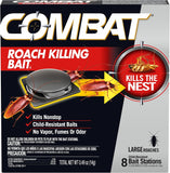 Combat Roach Killing Bait, Roach Bait Station For Large Roaches, Kills The Nest, Child-Resistant, 8 Count,Insects