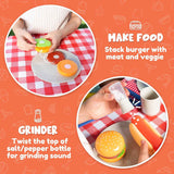 joyin 34 pcs kitchen toy set for 2-4 year old kids with grill and light & sound