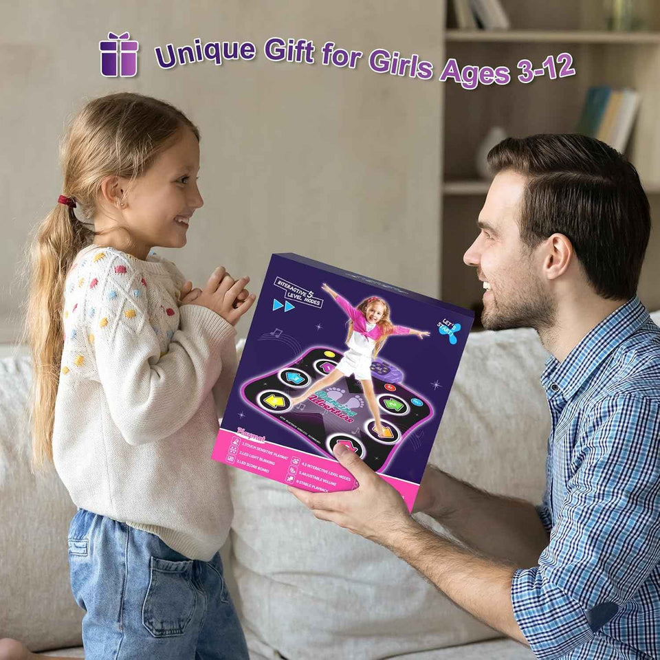 flooyes electronic dance pad for 3-12 year old kids with light-up 6-button wireless bluetooth music dance