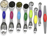 Magnetic Measuring Spoons Set Stainless Steel with Leveler, Stackable Metal Tablespoon Measure Spoon for Baking, Cups and Spoon Set Kitchen Gadgets Apartment Essentials Fits in Spice Jars