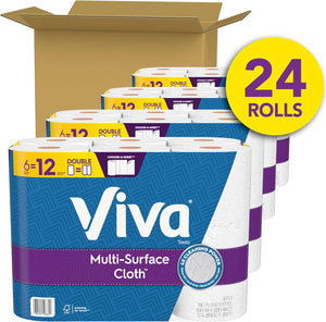 viva multi-surface cloth paper towels, 4 packs of 6, 24 double rolls, 110 sheets per roll