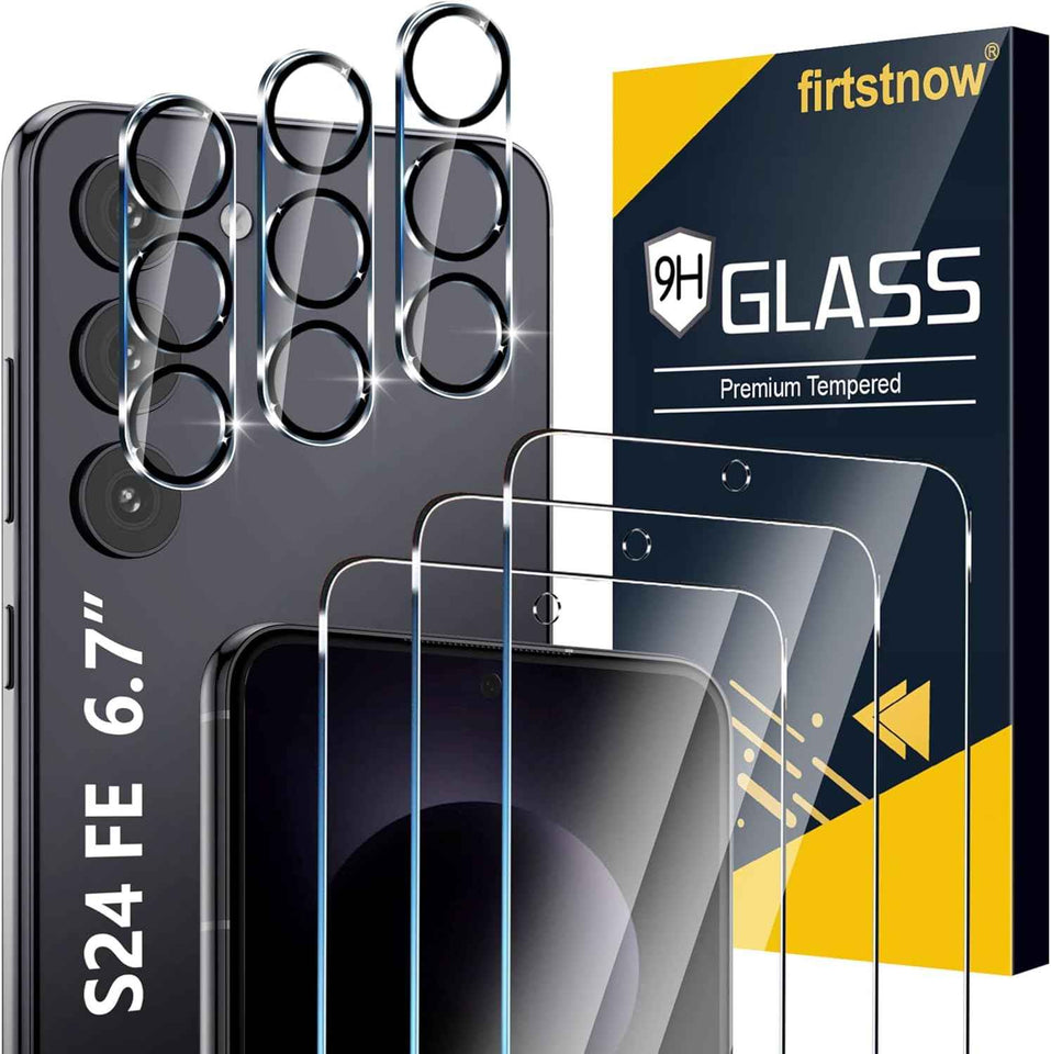 3 Pack Glass Screen Protector for Samsung Galaxy S25 Ultra [6.9 inch] + 3 Pack Camera Lens Protector, 9H Tempered Glass, Fingerprint Unlock, HD Clear Case Friendly Anti-Scratch