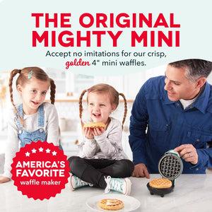 Dash Mini Waffle Maker- Compact Electric Iron for Creative Homemade Treats - Nonstick Surface - Easy-to-Clean - Perfect for Kids & Families - Aqua