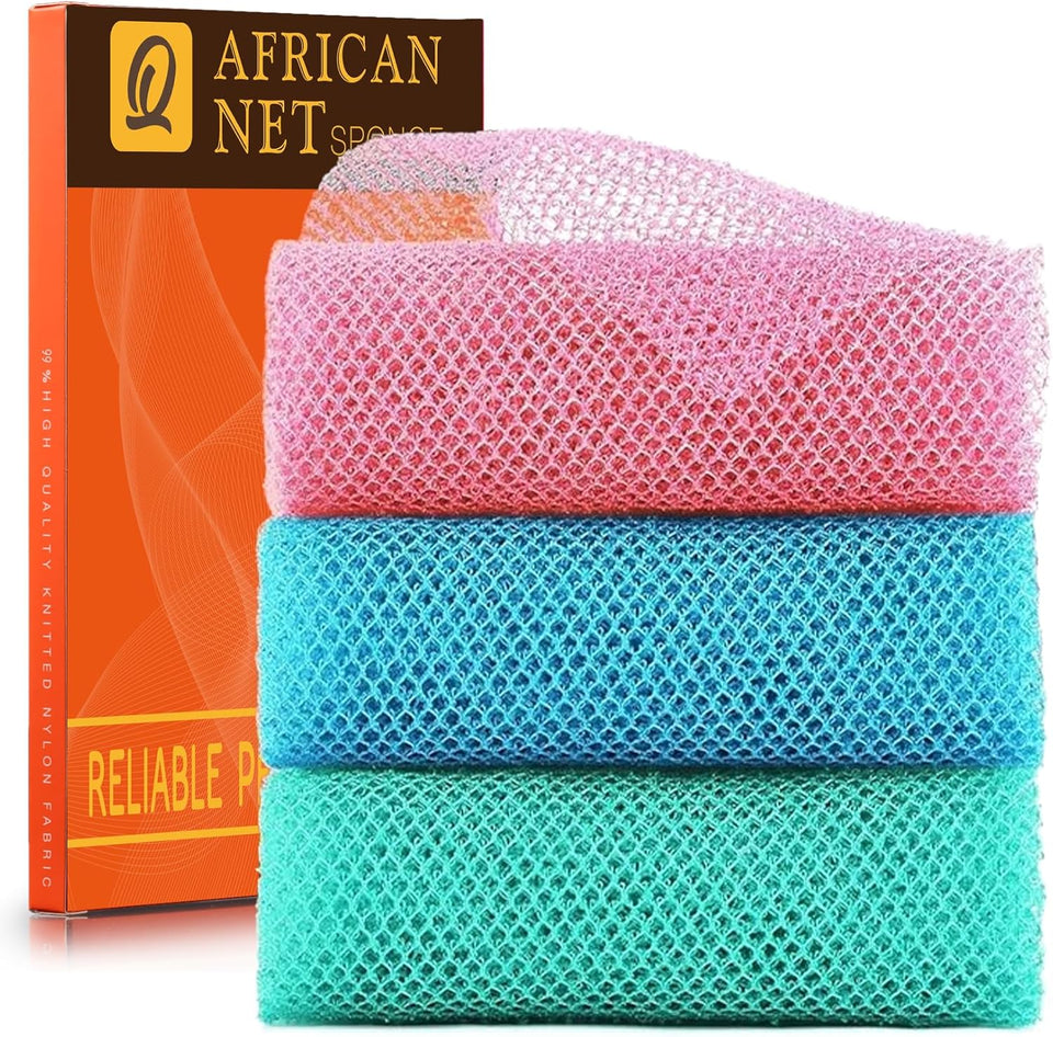 ujfqbh 3 pieces african bath sponge pink yellow purple exfoliating shower body scrubber