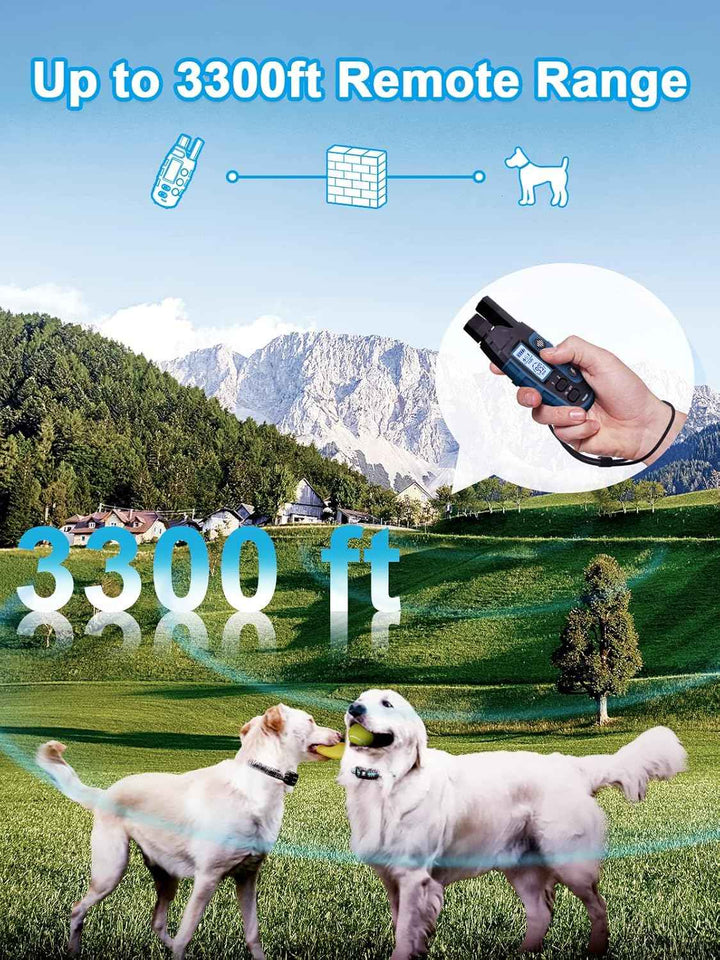 Bousnic 2-Dog Shock Collar for large medium small dogs (5-120Lbs) with rechargeable remote and waterproof training