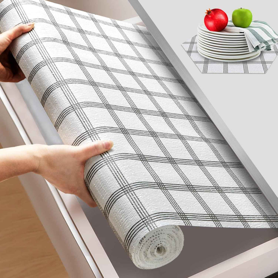 Beautysaid Shelf and Drawer Liner for Kitchen Cabinet, Non Adhesive Non Slip Shelf Paper Waterproof Washable Thickened for Dresser Pantry Shelve Bathroom Protector Liner(White,12 in x 10 FT)