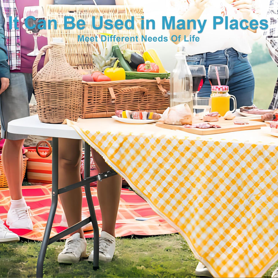 Bblife 6FT Folding Tables Heavy Duty Folding Table, Multi-Functional Fold up Table for Outdoor Camping Picnic Parties, Indoor Events White Training Table with 330lbs Static Weight Capacity