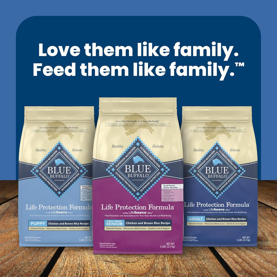 Blue Buffalo Life Protection Formula Small Breed Senior Dry Dog Food, 5-lb Bag, Chicken & Brown Rice Recipe, No Corn, Wheat, or Soy
