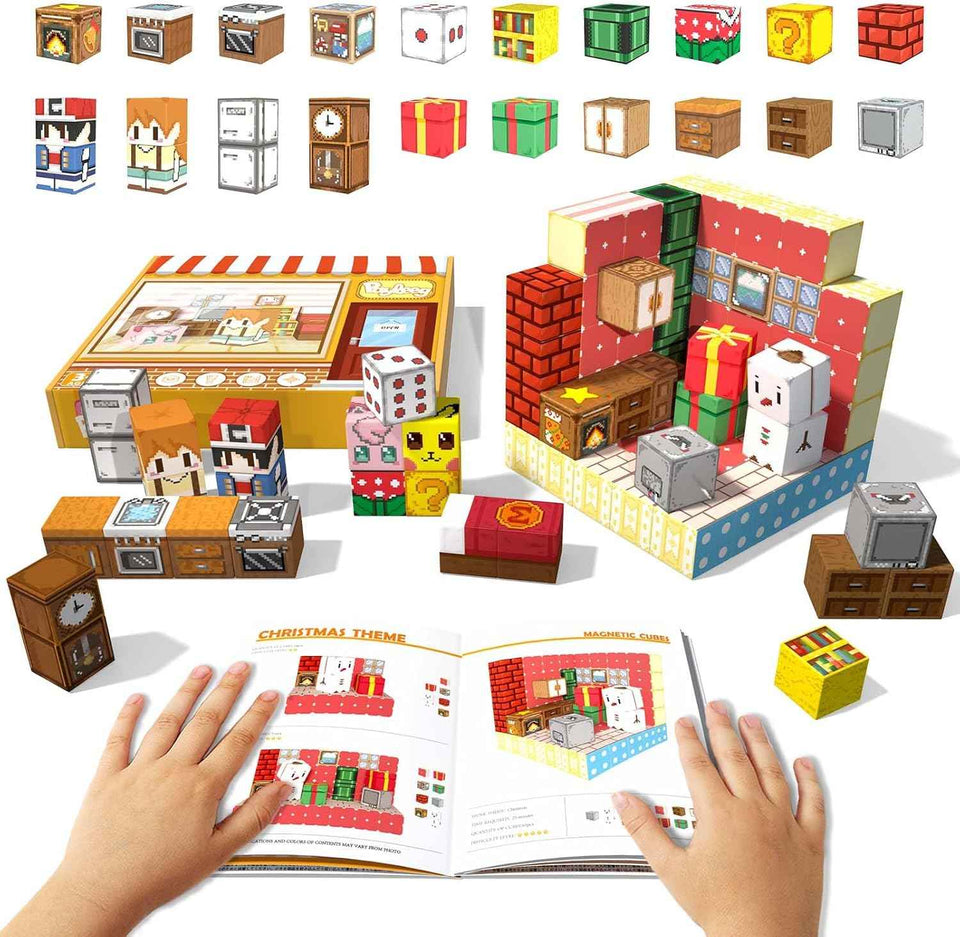 Payleeg Magnetic Blocks, Forest Animals Magnet World Set, Magnetic Building Cubes for Boys Girls Age 4-8, 5-7, 8-12, STEM Montessori Sensory Toys for 3+ Toddlers, Travel Outdoor Toy Gifts for Kids