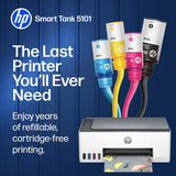 HP Smart Tank 5101 Wireless All-in-One Refillable Printer, Scanner, Copier with 2 years of Ink included, Wireless printer-for-home use an EcoTank Alternative (1F3Y0A)