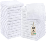 utopia 24 pack cotton washcloths set, 100% ring spun cotton, premium quality flannel face cloths, highly absorbent and soft feel fingertip towels, white