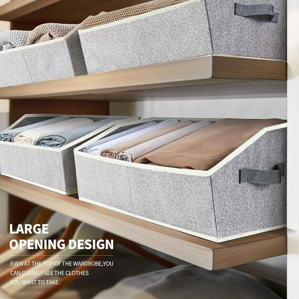 Large Fabric Trapezoid Storage Bins for Closet Organizer System 6 Pack