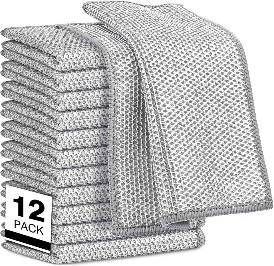AIDEA Non Scratch Wire Dishcloth 24PK, Wire Dishwashing Rag for Wet and Dry, Washable Dish Rags No Odor, Cleaning Pads Steel Scrubber for Cookware, Sinks, Dishes, Stove Tops, 7"×8"