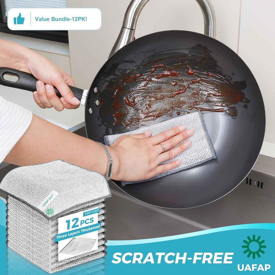 12 PCS Non Scratch Wire Dishcloths for Multi-Surface Cleaning