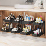 4-Pack Under Sink Organizer: 2-Tier Pull-Out Cabinet Storage with Hooks