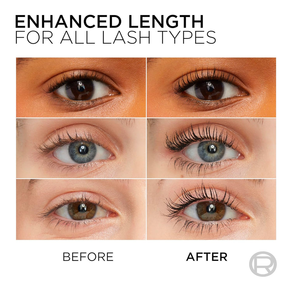 L’Oreal Paris Makeup Original Telescopic Mascara, Separating Mascara Volume and Length Formula, Washable, Blackest Black, 0.27 Fl Oz., 1 Count