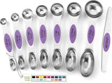 Spring Chef Stainless Steel Magnetic Measuring Spoons Set with Strong N45 Magnets, Heavy Duty Metal Kitchen Gadgets for Baking & Cooking, Fits in Most Kitchen Spice Jars, Set of 8 with Leveler, Black