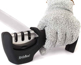 4-in-1 Kitchen Knife Sharpener and Cut-Resistant Glove Set by Kitchellence for Safe and Healthy Cooking