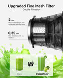 Cold Press Juicer, EUHOMY 5.8" Wide Feed Chute Juice Extractor Machine with 400W, High Juice Yield, Slow Masticating Juicer for Whole Vegetables & Fruits, Deep Silver