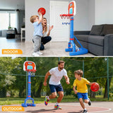 flmaqe toddler adjustable mini kids basketball hoop with 4 balls & ball pumps for indoor outdoor pool