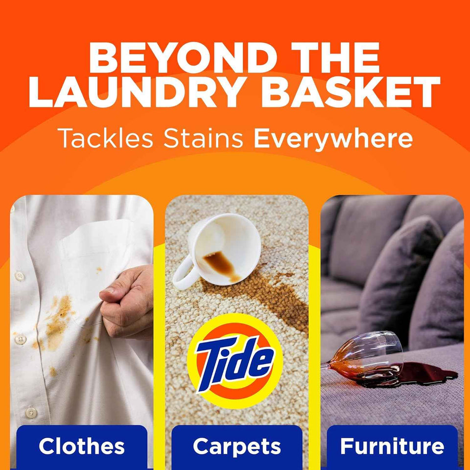 Tide Laundry Stain Remover Spray with Oxi, Travel Stain Remover for Clothes, Carpet, Upholstery, Pet Bedding, Stain Treater Spray for Tough Stains from Wine, Coffee, Grease, 3 Oz (Pack of 3)