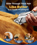 oneisall dog grooming kit for heavy thick hair & coats, low noise cordless waterproof pet clippers with stainless steel blade and paw trimmer