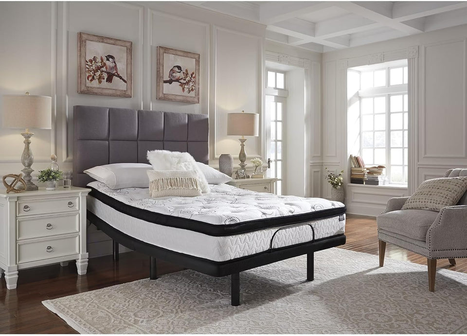 Signature Design by Ashley Queen Size Chime 12 Inch Medium Firm Hybrid Mattress with Cooling Gel Memory Foam for Pressure Relief, Fiberglass Free, Mattress In A Box