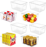 YIHONG 6 Pack Clear Pantry Organizer Bins, Plastic Containers with Handle for Kitchen,Freezer,Cabinet,Closet,Bathroom Under Sink Storage