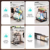 ADBIU Under Sink Organizer, 2 Pack 2 Tier Expandable Height (13.2" - 17.2") Pulling Out Kitchen Bathroom Cabinet Organizers