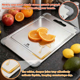 100% Pure Titanium Cutting Board Set with Grooves, Double Sided, Anti-Slip, Kitchen Stainless