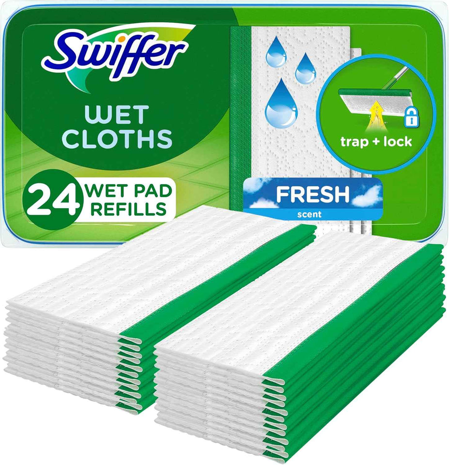 Swiffer Sweeper Wet Mopping Cloths for Floor Cleaning, 24 Count, Open-Window Fresh