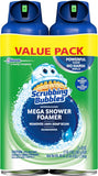 Scrubbing Bubbles Mega Bathroom and Shower Foamer Aerosol, Rainshower Scent, 2-Pack