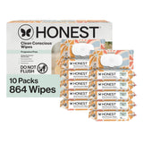 Honest Company Hypoallergenic Baby Wipes for Sensitive Skin, Fragrance-Free, 576 Count (6 Packs of 96)