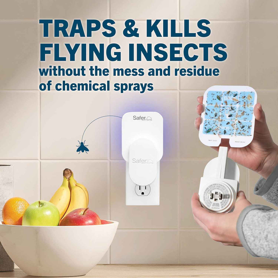 Safer Home SH502 Indoor Fly Trap for 400 Sq Ft - Style: Plug-In Device + 2 Glue Cards