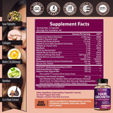 Hair Growth Vitamins for Women | Biotin 10,000mcg, Collagen, Patented OptiMSM®, goMCT®, Saw Palmetto | Naturally Regrow Stronger & Healthier Hair, Skin and Nails | Stops Hair Loss | 60 Day Supply