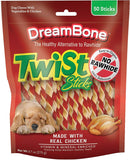 DreamBone twist sticks, made with real chicken, rawhide-free chews for dogs, 50 count, durable and healthy