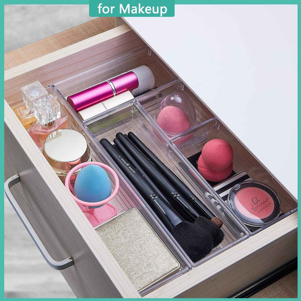 DCA Clear 6 Pack Acrylic Organizer Trays for Makeup Cosmetics Office Storage