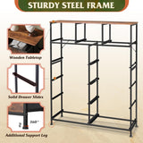 WLIVE Storage Organizer Unit with 11 Fabric Bins, Storage Drawers Organizer with Steel Frame, Tall Storage Tower Organizaton for Living Room, Hallway, Office, Rustic Brown