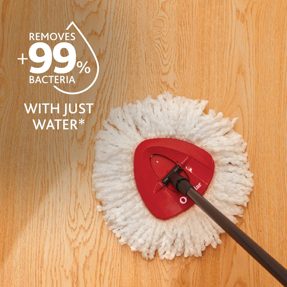 O-Cedar EasyWring Microfiber Spin Mop, Bucket Floor Cleaning System, Red, Gray, Standard - Rayz Mart