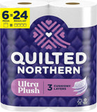 Quilted Northern Ultra Plush 3X Thicker 3X Absorbent 3 Ply Soft Toilet Tissue, 6 Mega Rolls, 24 Regular Rolls