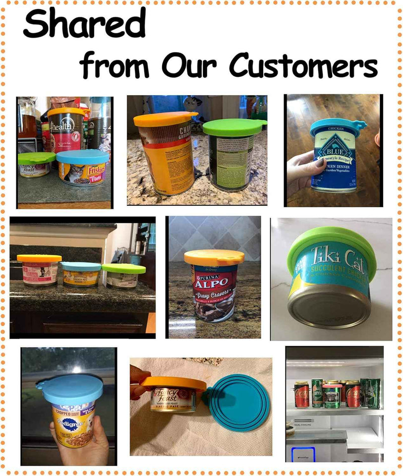 Comtim pet food can cover silicone can lids for dog and cat food, universal size, blue and green