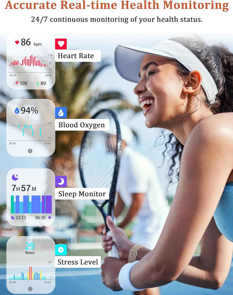lodimeke 44mm smartwatch with alexa alexa built-in, heart rate, ip68 waterproof for women and men