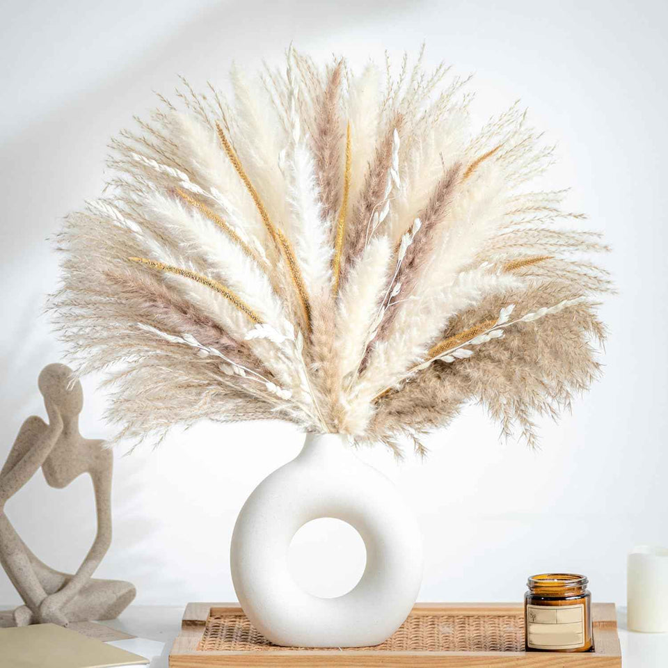 70PCS natural dried pampas grass boho home decor bouquet phragmites dried flowers bouquet