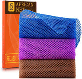 ujfqbh 3 pieces african bath sponge pink yellow purple exfoliating shower body scrubber