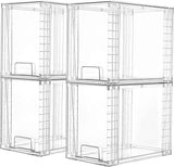Vtopmart 4 Pack Stackable Storage Drawers,Clear Acrylic Drawer Organizers with Handles, Easily Assemble for Fridge, Bathroom,Kitchen Undersink,Cabinet,Pantry Organization and Storage