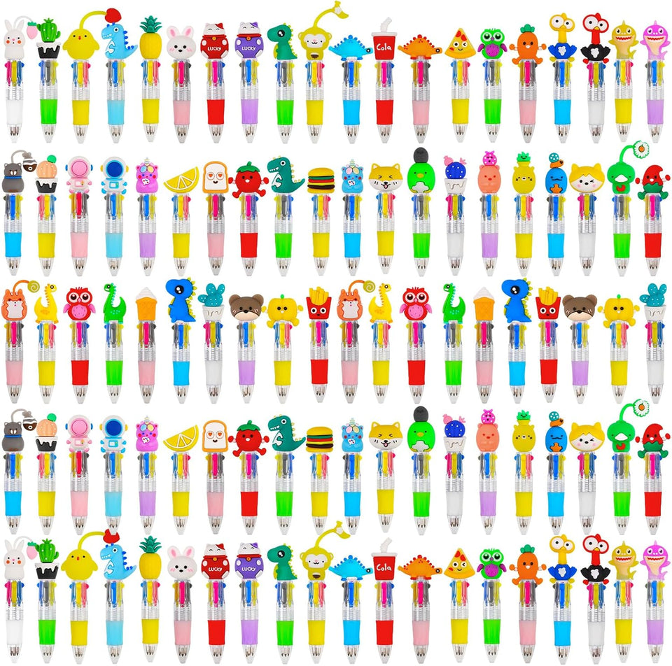 cZWZ 20Pcs Mini Multicolor Pens 4-in-1 Cute Ballpoint Pens for Kids Birthday Party Favors Gifts Teacher Supplies